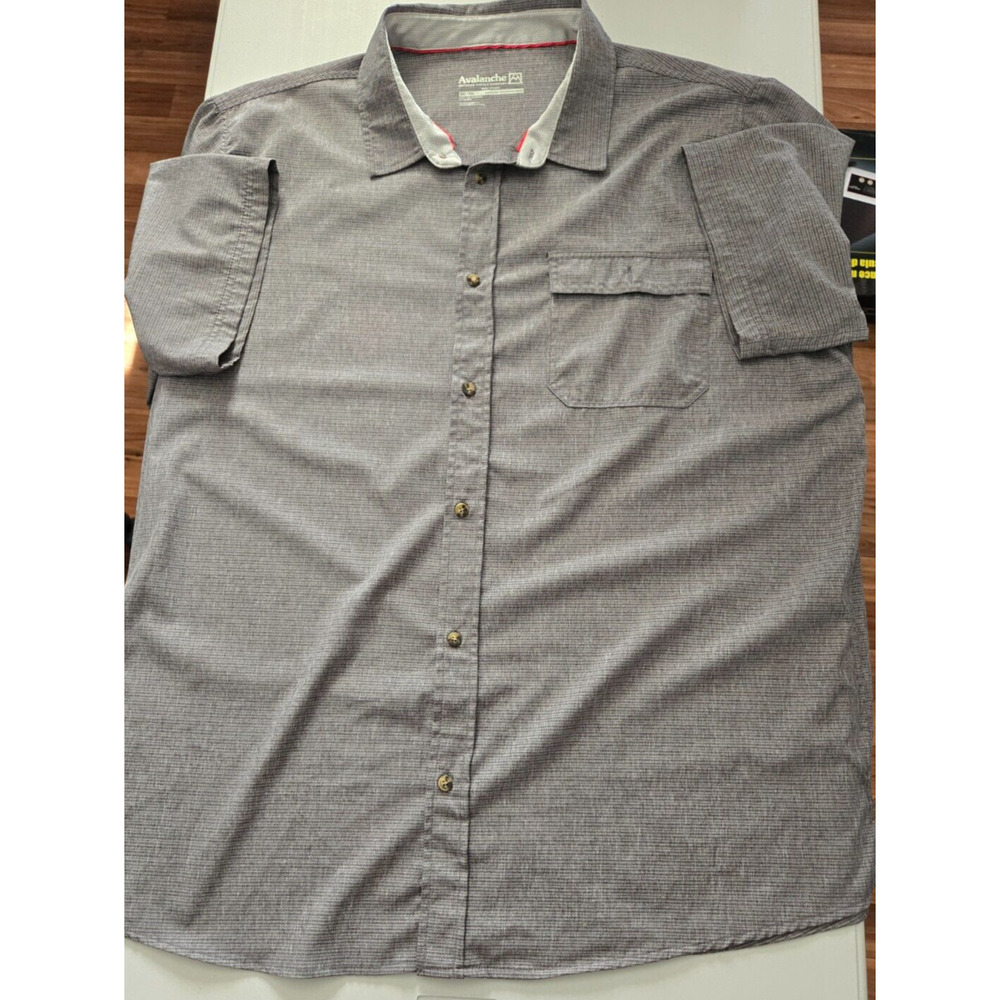 Avalanche Outdoor Supply Company Men's Short Sleeve Button Up Shirt Gray XXL